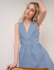 Blue Denim Pinstripe Starlight Mini Dress
