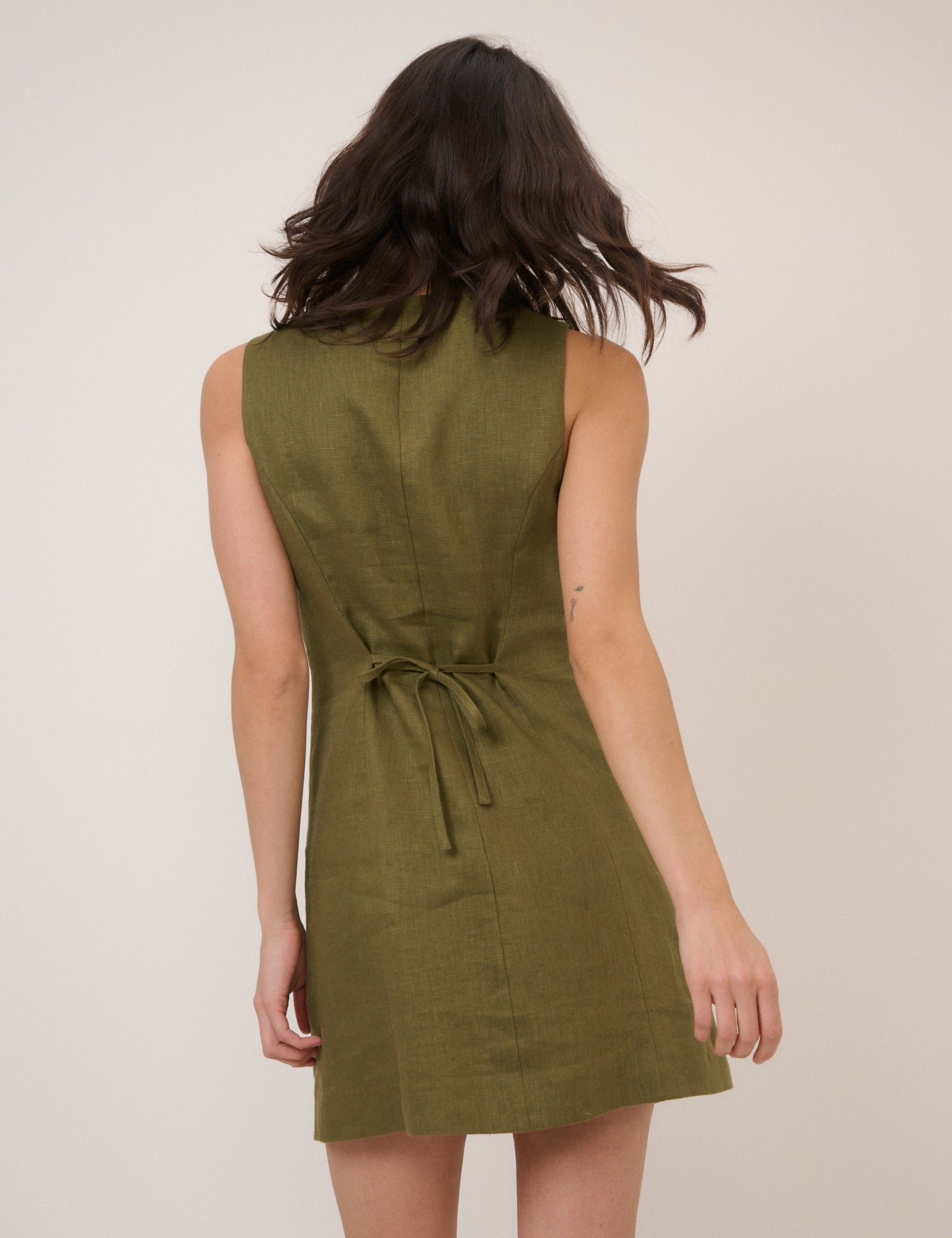 Green Button Front Tailored Mini Dress