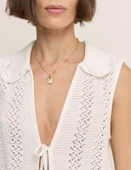 White Crochet Tie Front Waistcoat