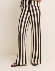 Brown And Cream Crochet Stripe Trouser