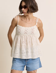 White Crochet Broderie Anglaise Cami Top