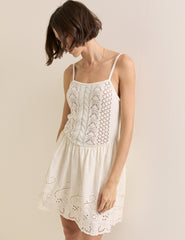 White Crochet Broderie Anglaise Mini Dress