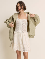 White Crochet Broderie Anglaise Mini Dress