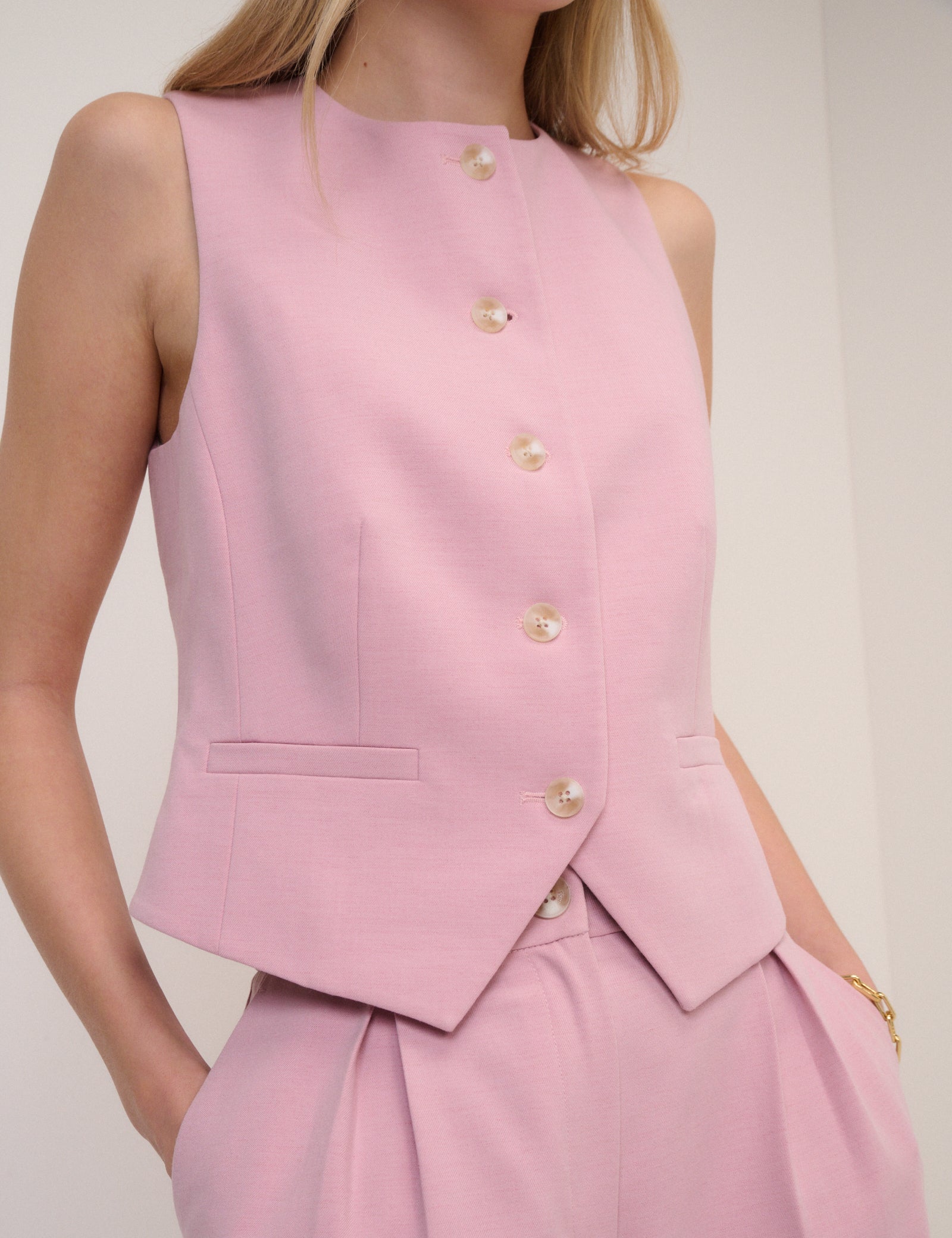 Pink Gigi Twill Waistcoat