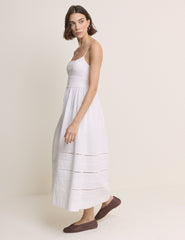 White Strappy Tiered Goldie Midi Dress