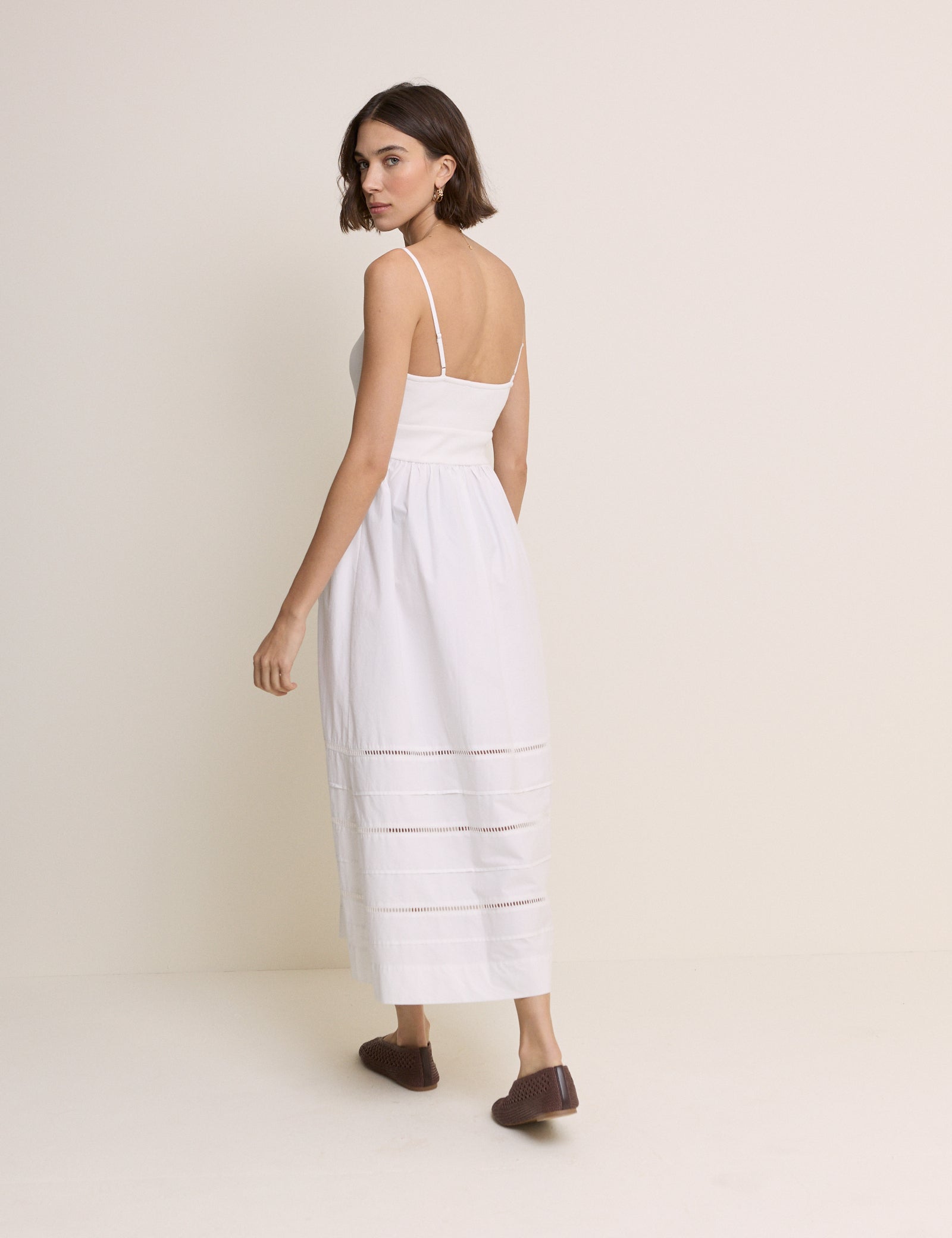 White Strappy Tiered Goldie Midi Dress