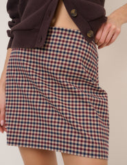Red & Navy Check Mini Skirt