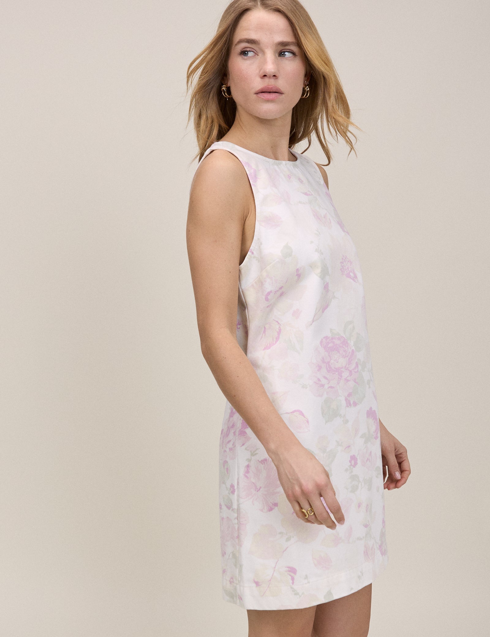 White Floral Louis Shift Mini Dress