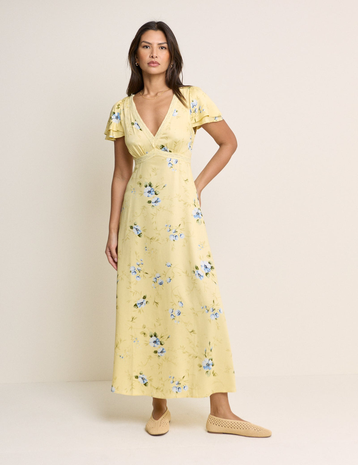 Yellow Floral Iris Midi Dress
