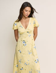 Yellow Floral Iris Midi Dress