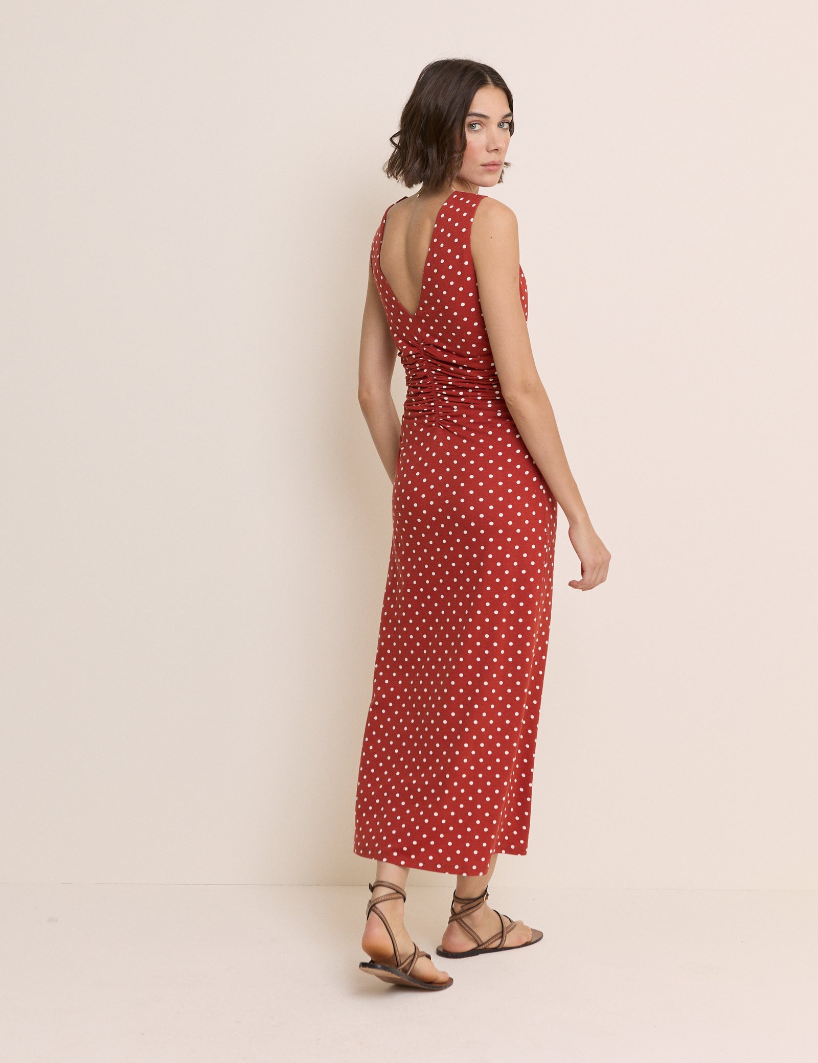 Red Polka Dot Jennifer Jersey Midi Dress