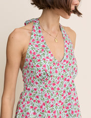 Blue Floral Halter Neck Lynette Mini Dress