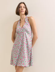Blue Floral Halter Neck Lynette Mini Dress