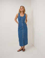 Blue Denim Quays Midi Dress