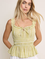 Yellow Gingham Milkmaid Top