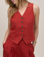 Red V-Neck Waistcoat