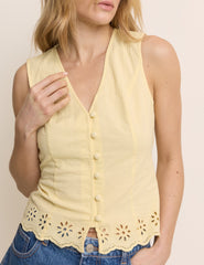 Yellow Scallop Edge Lindy Waistcoat Top