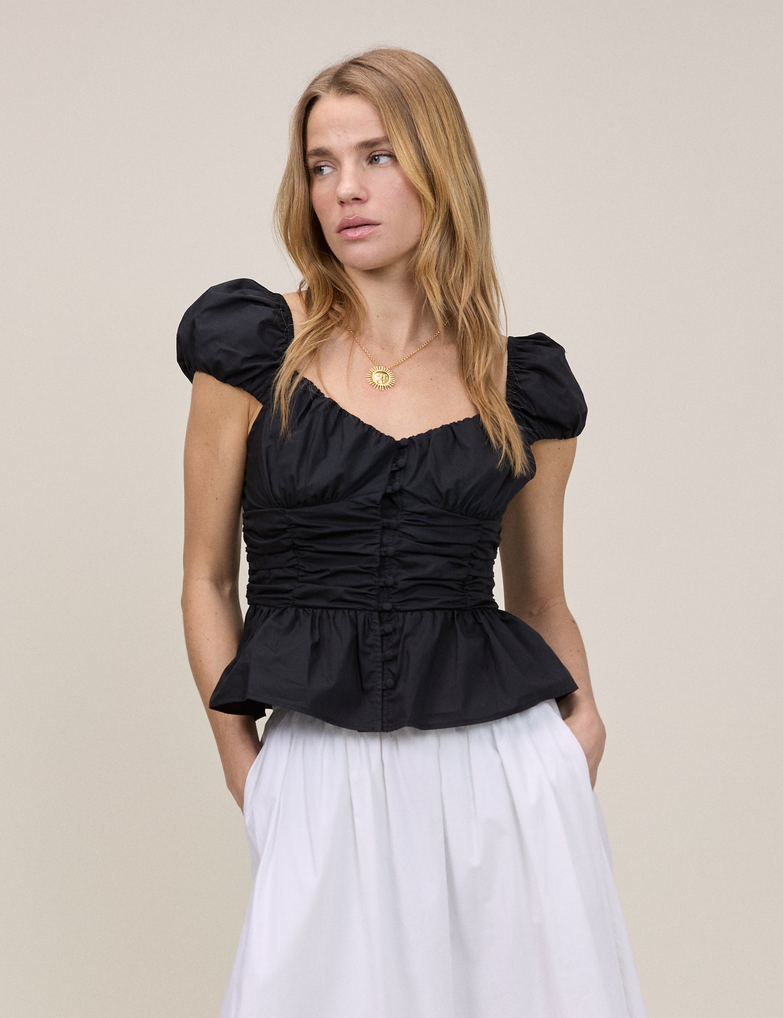 Black Caia Ruched Top