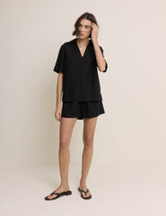 Gale Collared Linen-Blend T-Shirt