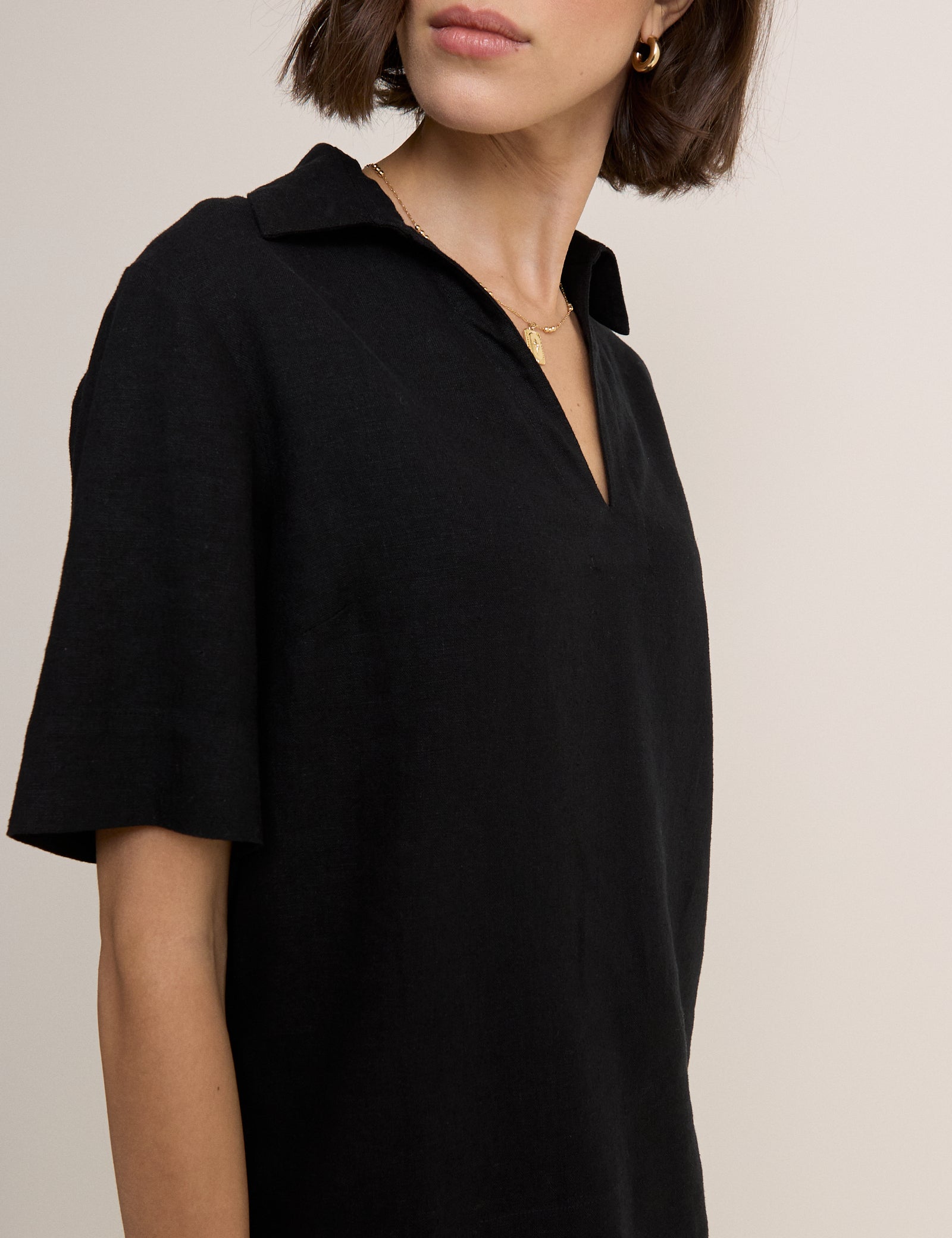 Gale Collared Linen-Blend T-Shirt