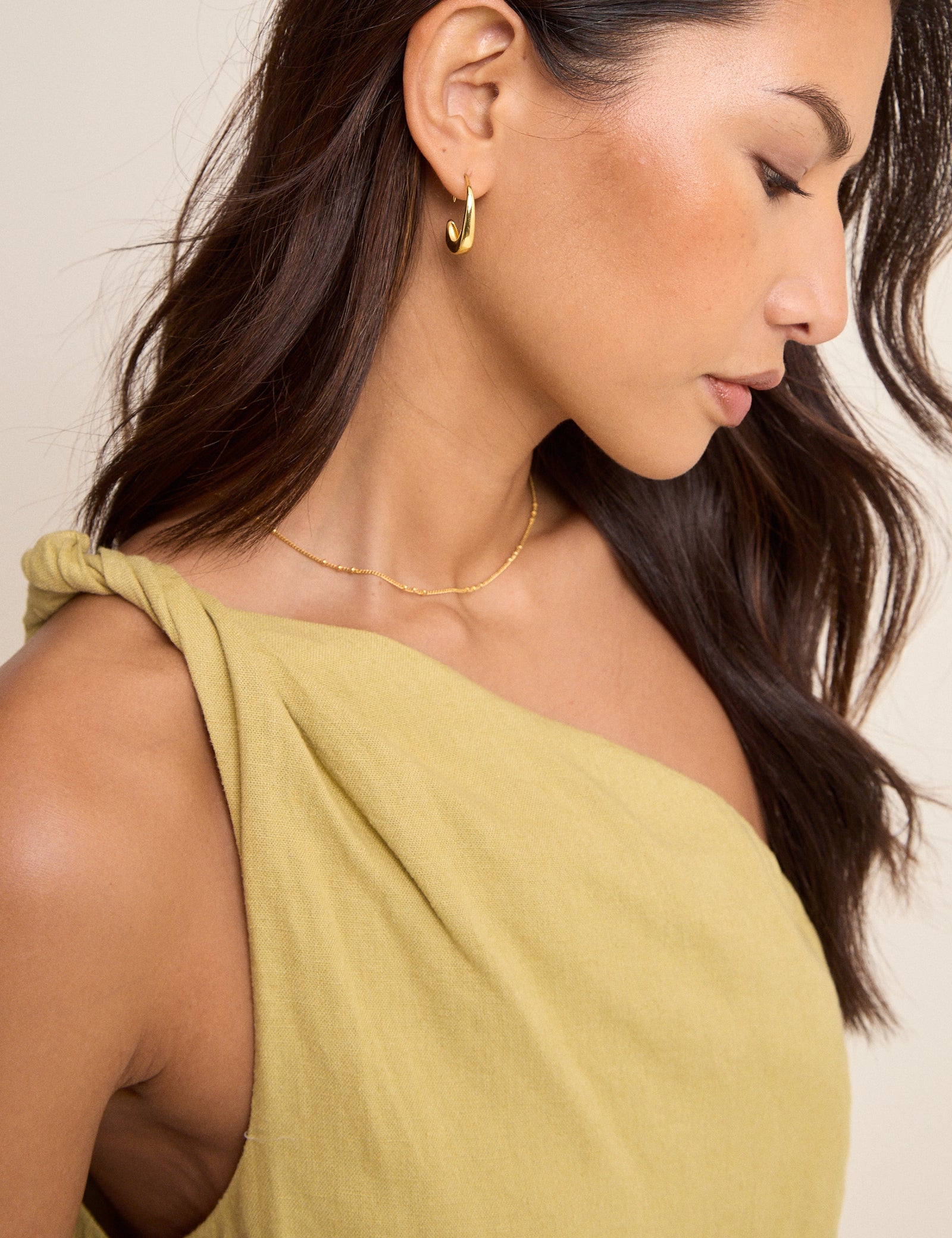 Sage Green Linen-Blend One Shoulder Twisted Top