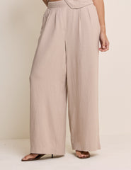 Beige Linen-Blend Silsoe Clean Wide Leg Trousers