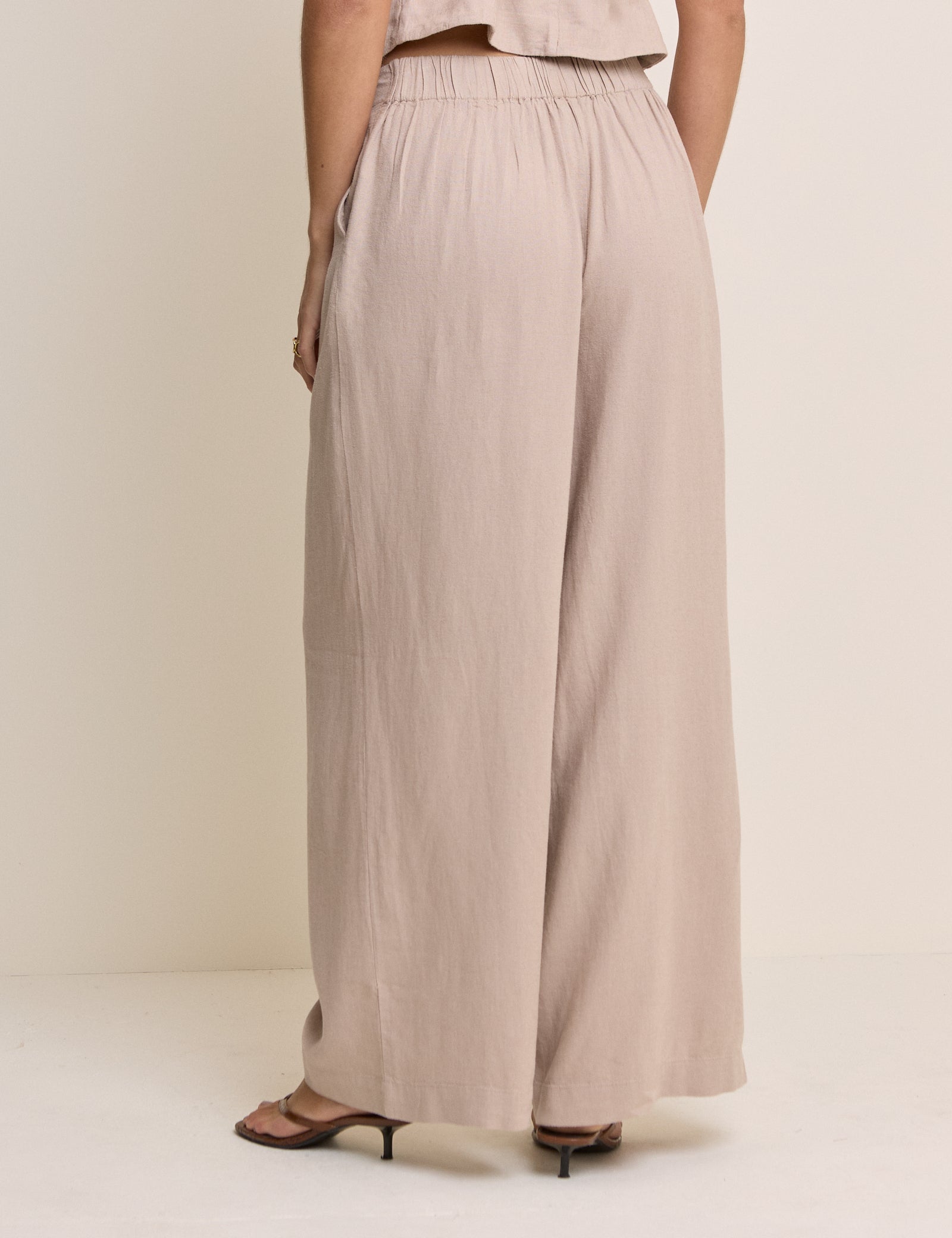 Beige Linen-Blend Silsoe Clean Wide Leg Trousers