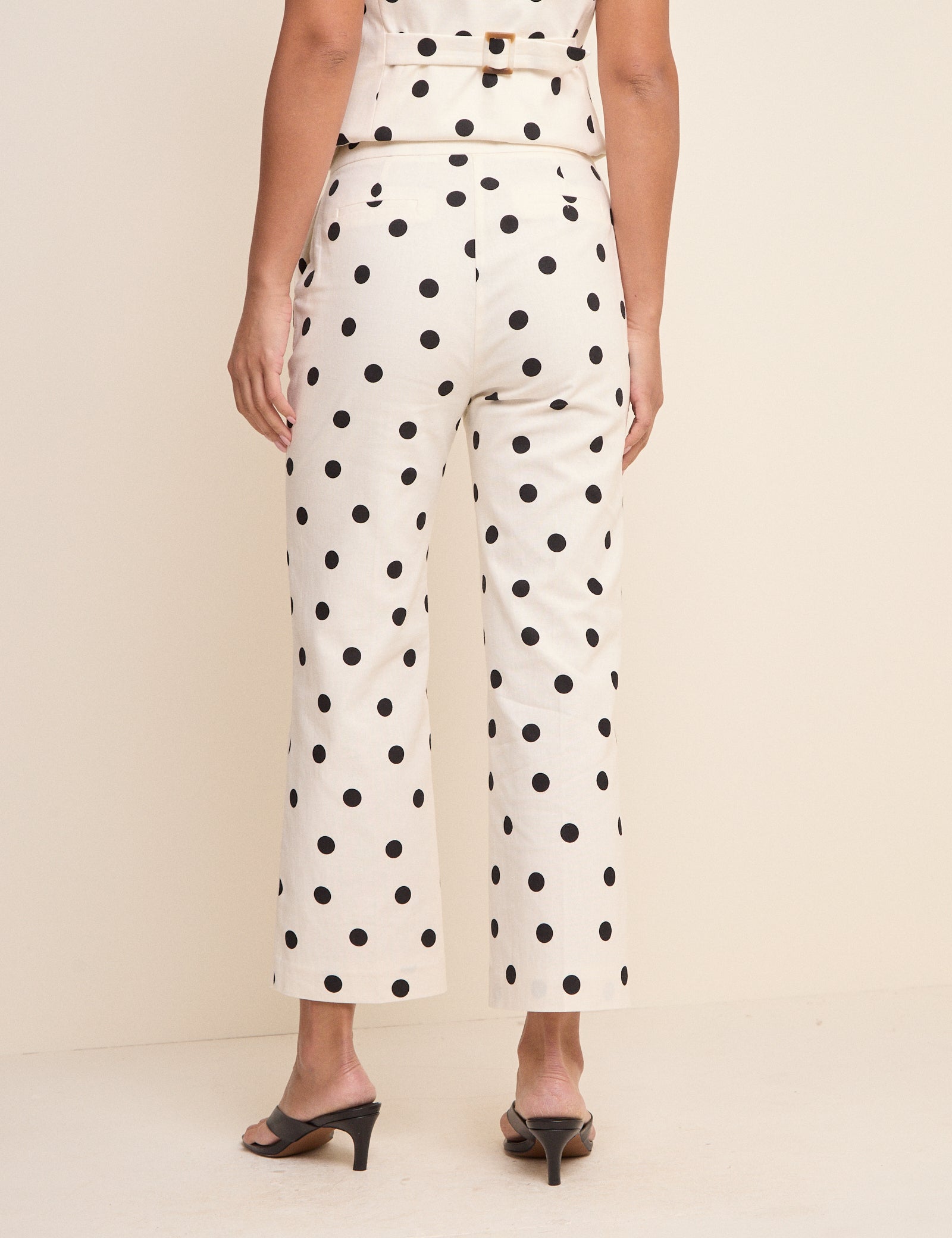 White Polka Dot Cigarette Trousers
