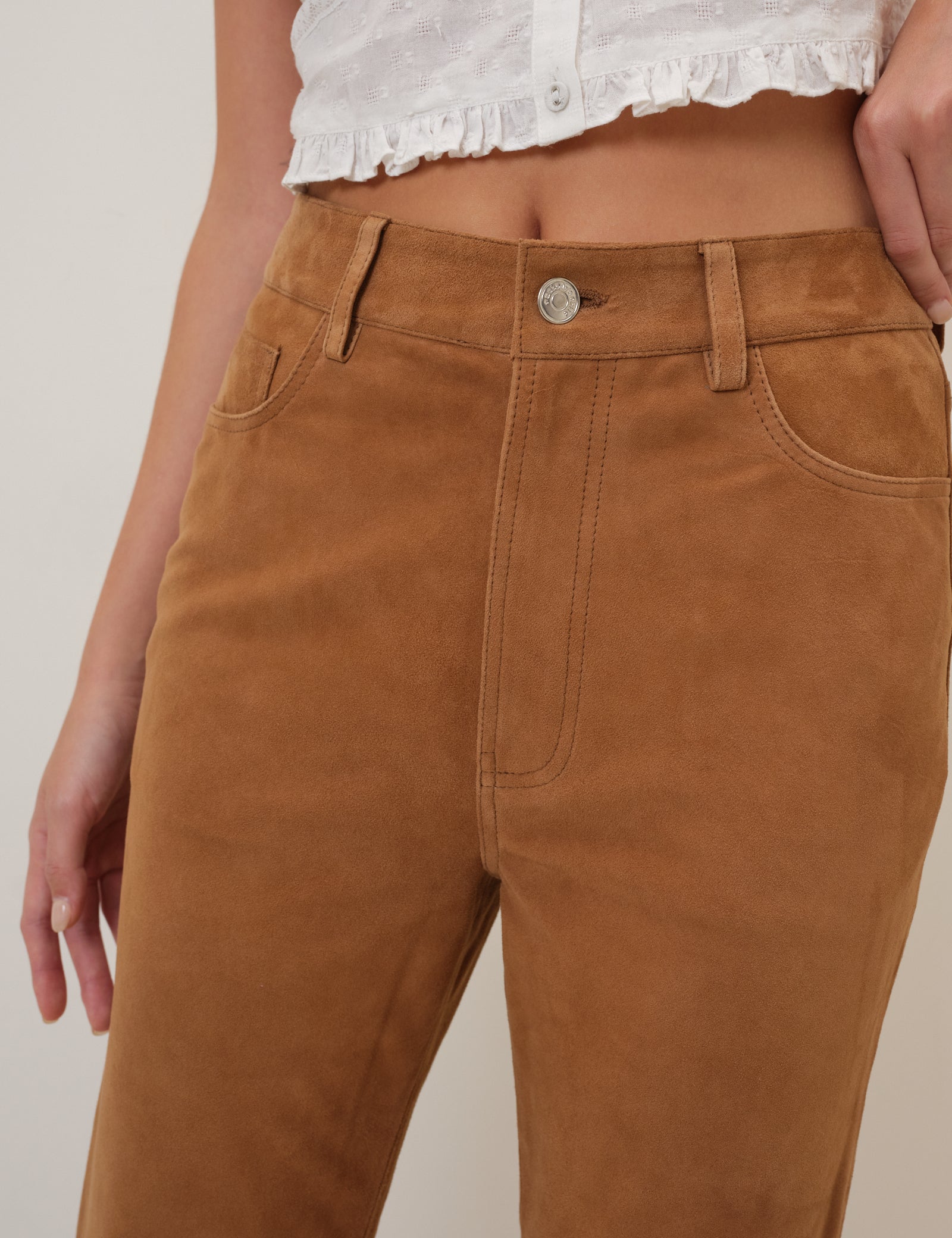 Brown Suede Flare Trousers