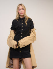 Black Cord Collared Lucy Mini Dress