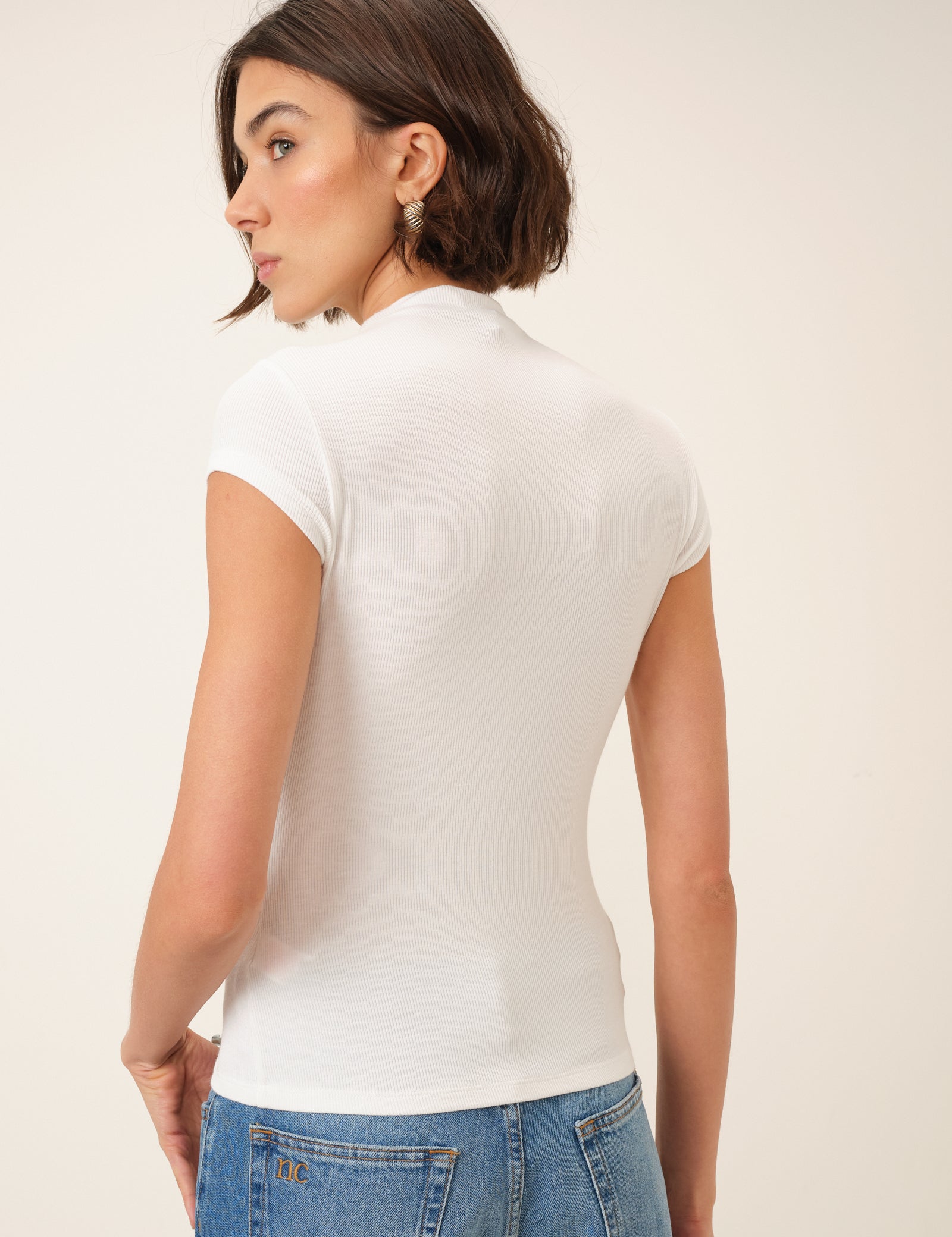 White High Neck Top