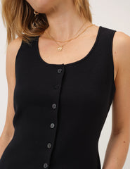 Black Scoop Neck Knitted Waistcoat