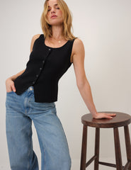 Black Scoop Neck Knitted Waistcoat