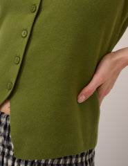 Green Scoop Neck Waistcoat