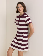 Burgundy Striped Collins Mini Polo Dress