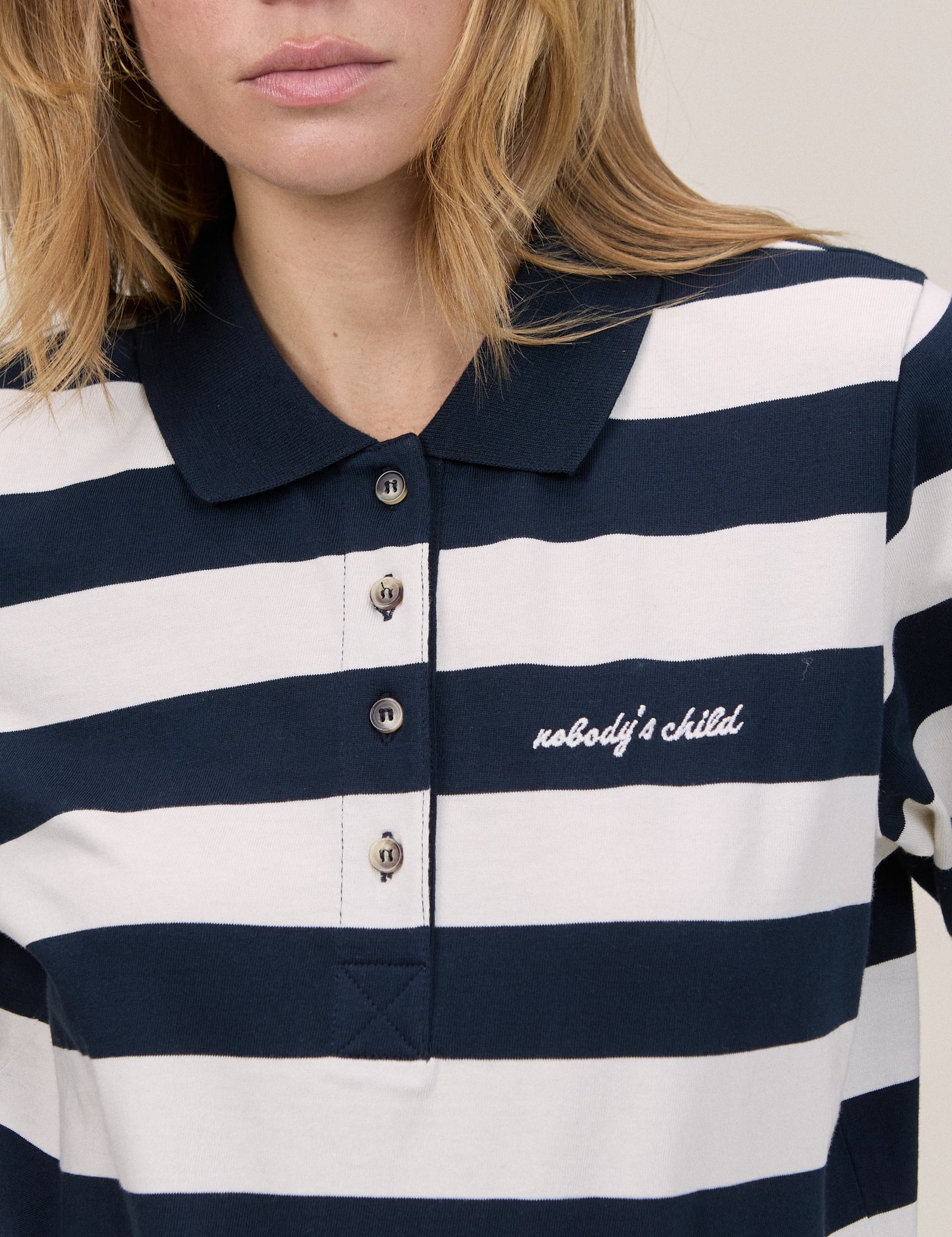 Stripe Jersey Short Sleeve Polo Top
