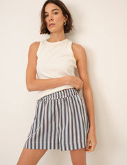 Blue And Brown Striped Shorts