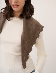 Brown Crochet Trim Triangle Scarf