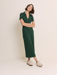 Green Clarey Polo Jersey Midi Dress