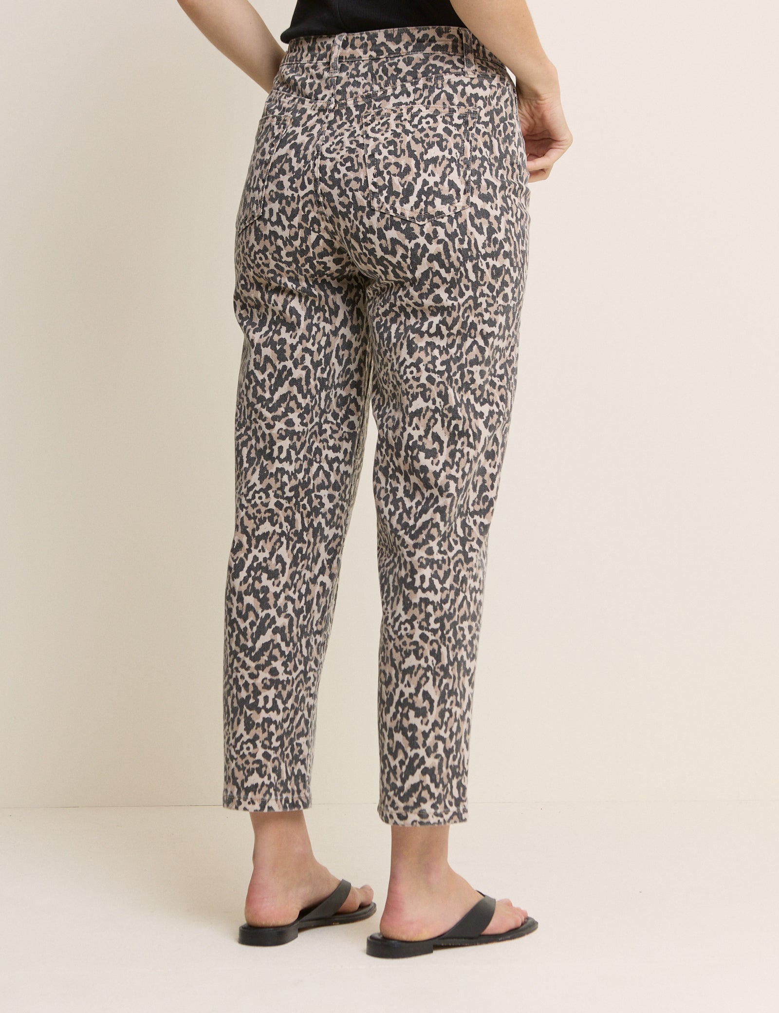 Leopard Print Mid Rise Camden Tapered Jeans