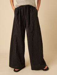 Black Pinstripe Jerrow Wide Leg Trousers