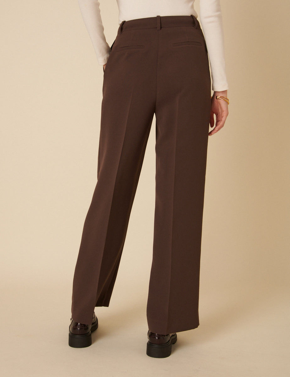 Brown Jax Tailored Crepe Trousers