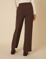 Brown Jax Tailored Crepe Trousers
