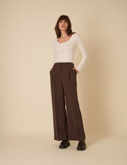 Brown Jax Tailored Crepe Trousers