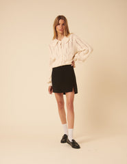 Black Tailored Mini Skirt