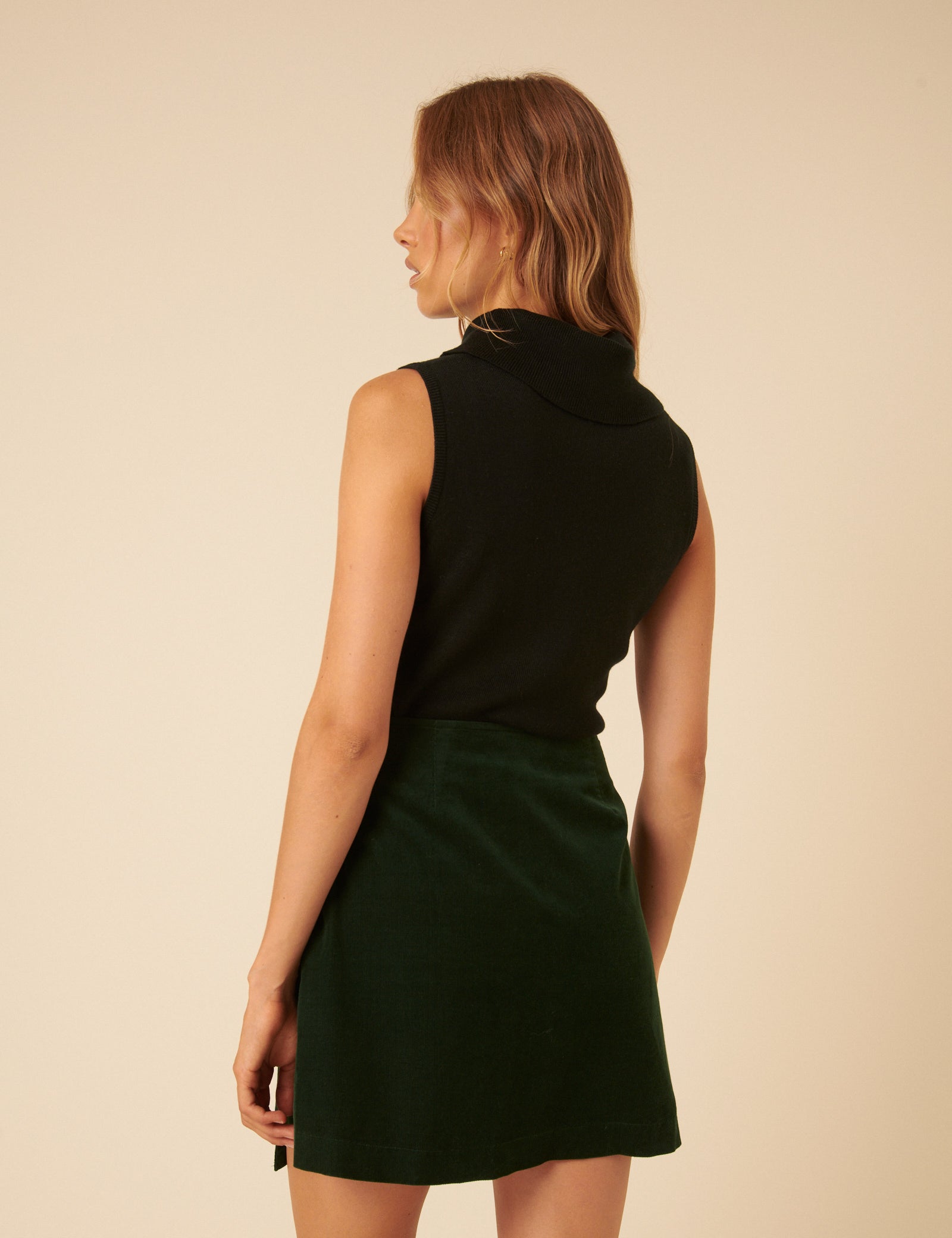 Green Cord Mini Skirt