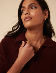 Burgundy Open Collar Polo Knitted T-Shirt