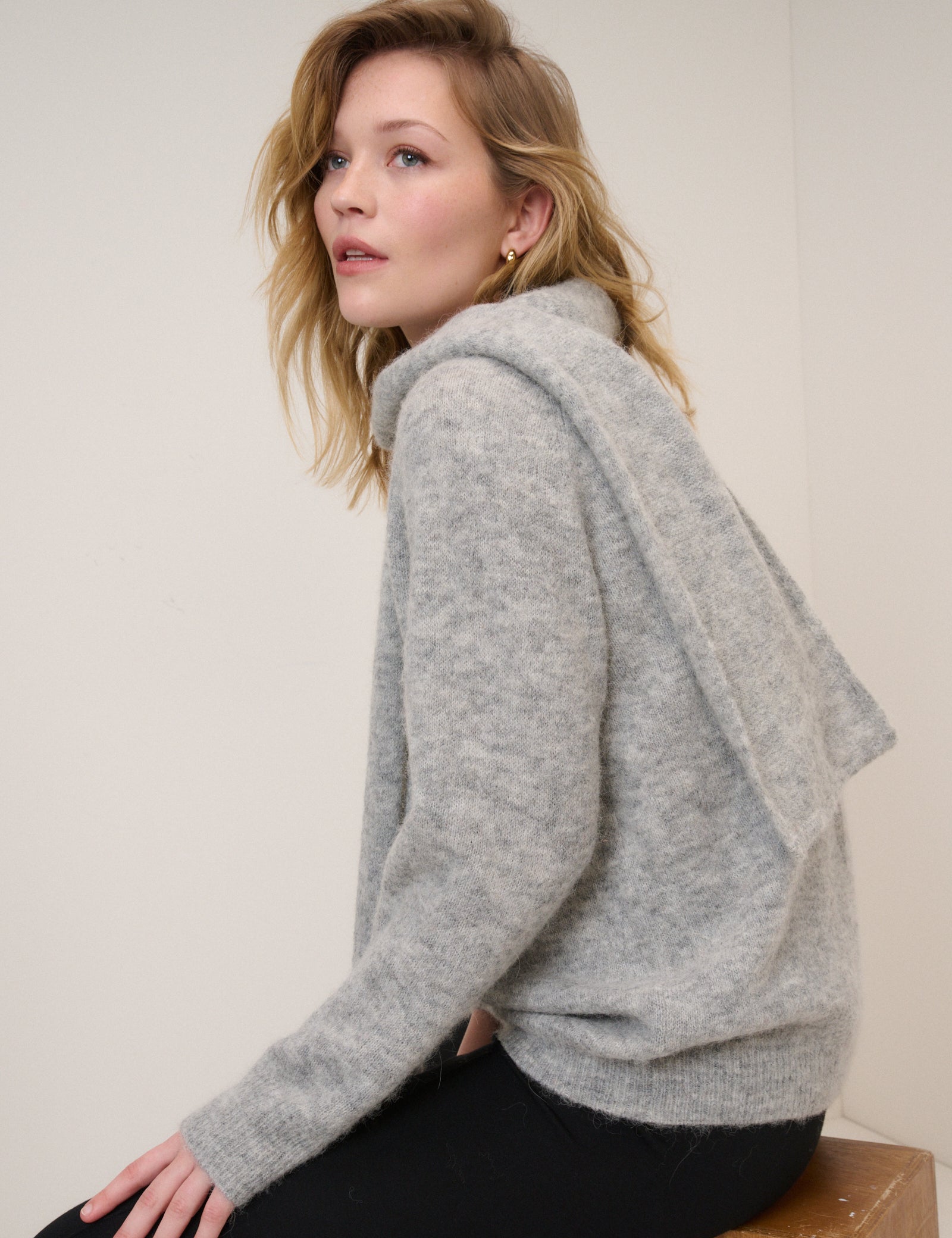 Grey Oversized Scarf Jumper