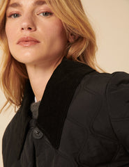 Black Collared Quilted Jacket