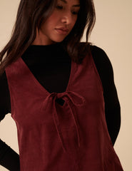 Petite Burgundy Nila Pinafore Mini Dress